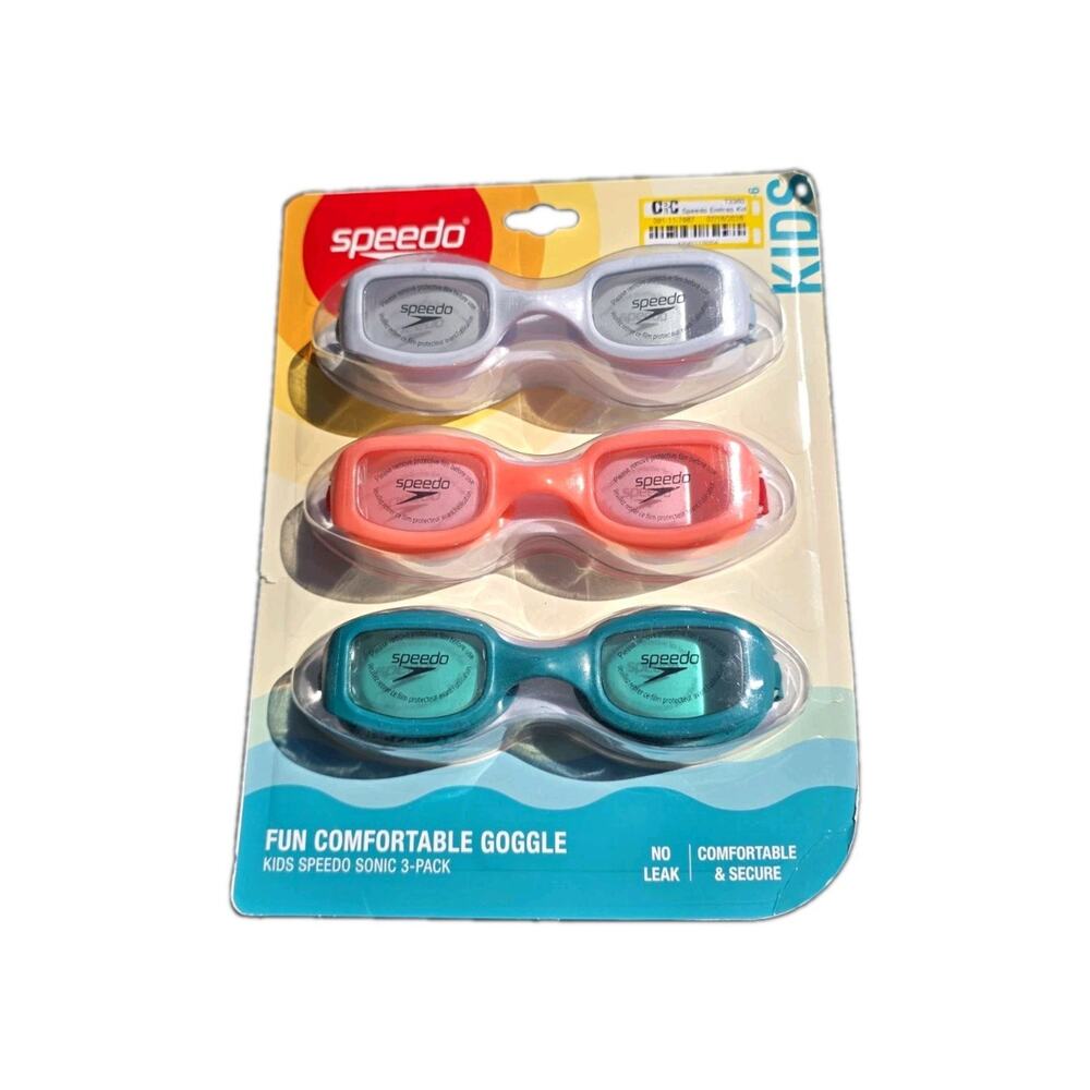 Speedo Kids Sonic 3-Pack Swim Goggles Set White/Pink/Teal MPN 10770